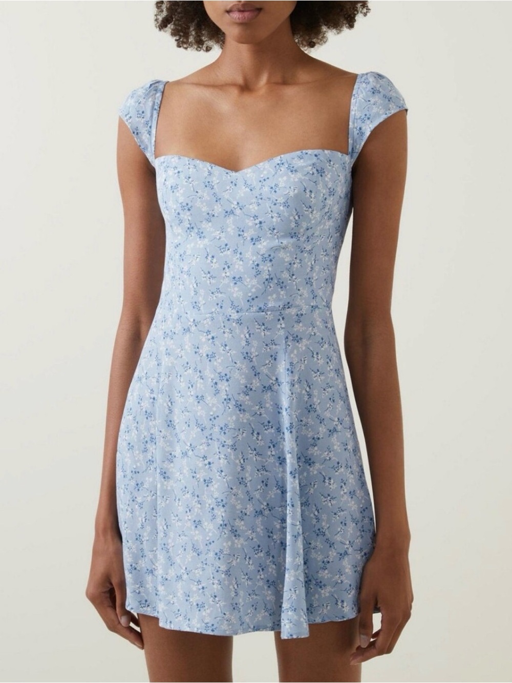 Reformation Baby Blue Floral Sweetheart Mini Dress